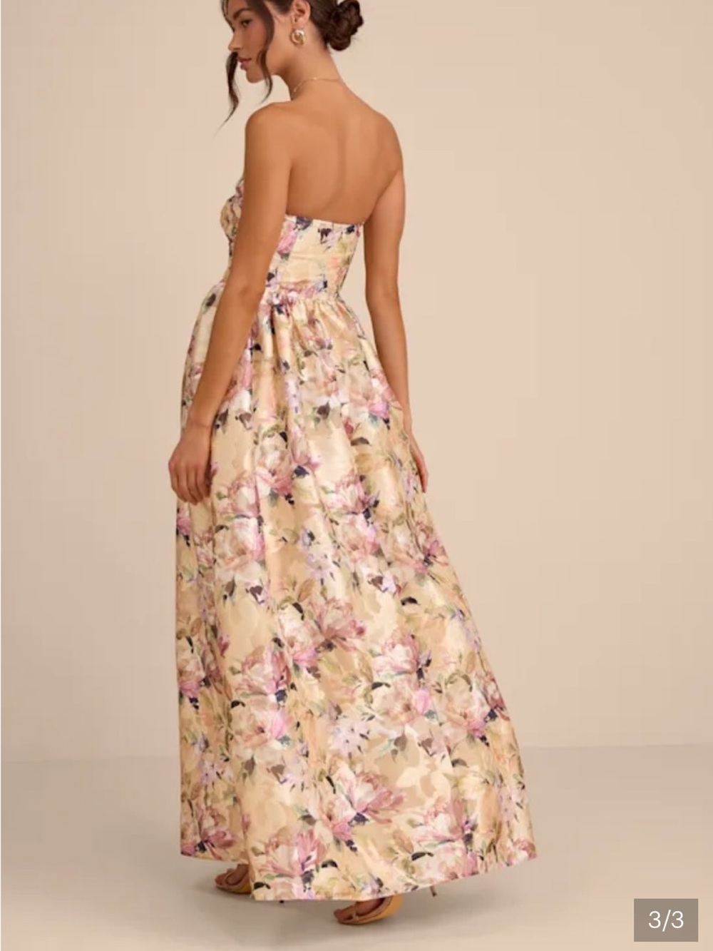 Lulus Kathani Yellow Floral Jacquard Bustier Maxi Dress Size Medium Strapless - Picture 7 of 7